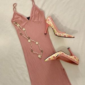 Dust pink midi dress